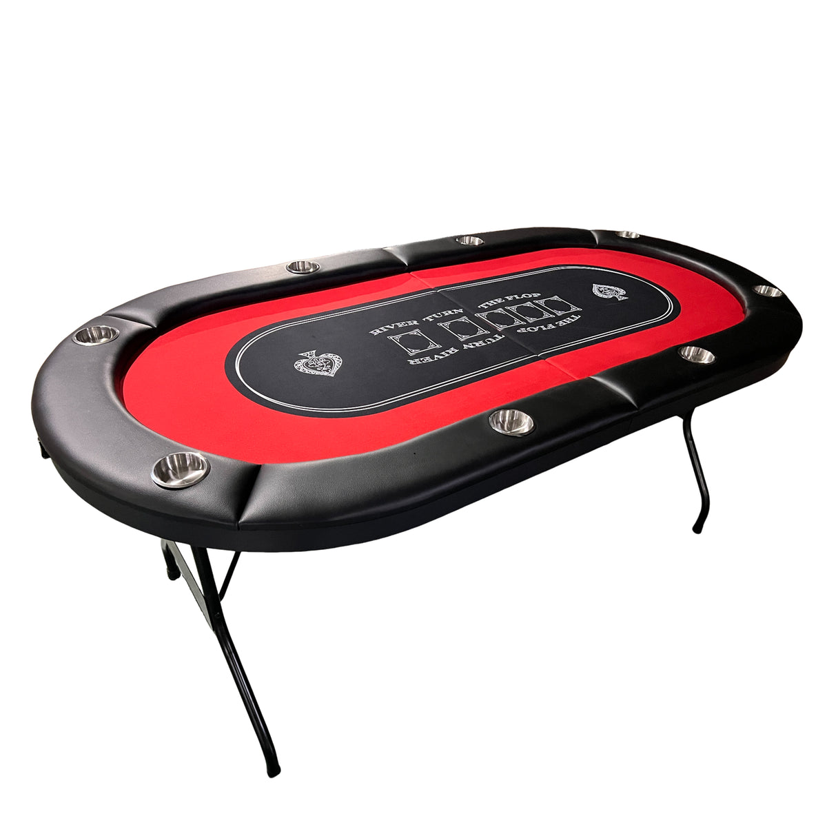 INO Design 71 inches Foldable Poker Table Portable for Casion Texas Hold'em Games with Red Felt | Premium Home Decor - Grand 