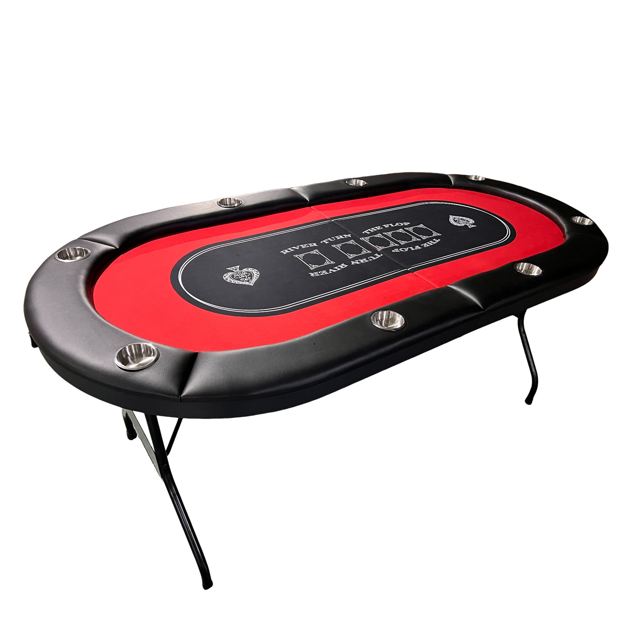 INO Design 71 inches Foldable Poker Table Portable for Casion Texas Hold'em Games with Red Felt | Premium Home Decor - Grand 