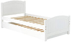 Twin Size Bed w/ Trundle Slats White Pine Plywood Kids Youth Bedroom Furniture - Grand Goldman