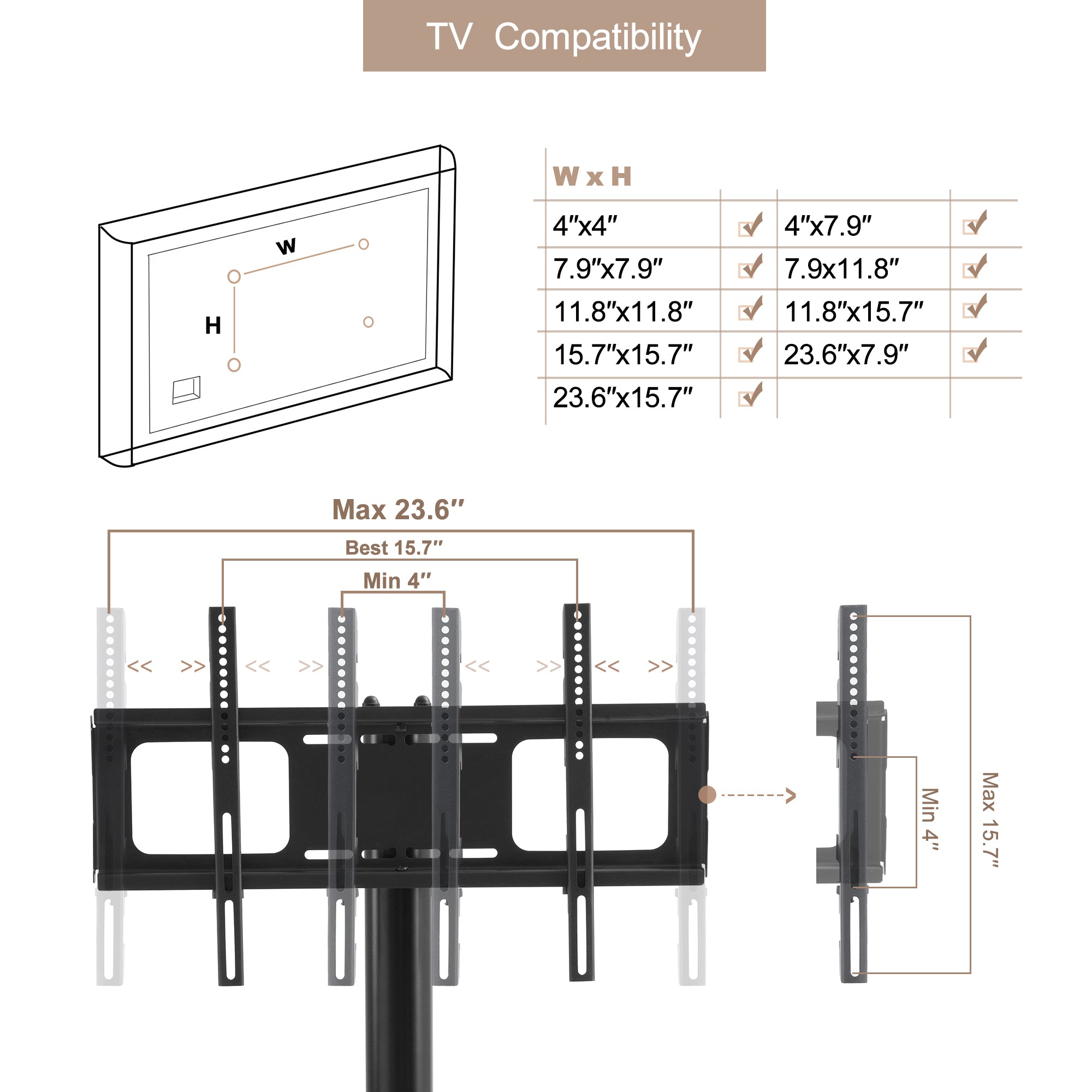 Height and Angle Adjustable Mobile TV Stand with Tempered Glass Shelves and Lockable Wheels, Black Metal Frame, Fits 32-65 Inch TVs - Grand Goldman Shop
