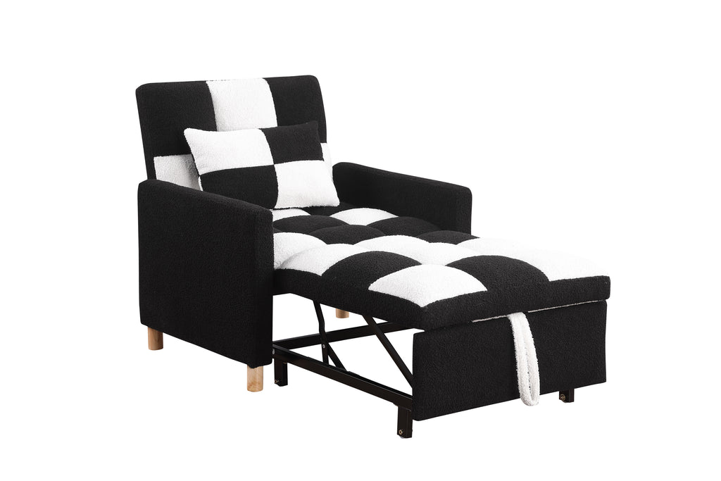 Convertible Sleeper Sofa Chair Bed, Adjustable Chair with Pillow, Multi-Functional Sleeper Chair with Soft Teddy Fabric for Living Room, Dorm, Apartment, Bedroom or Office - Grand Goldman Shop