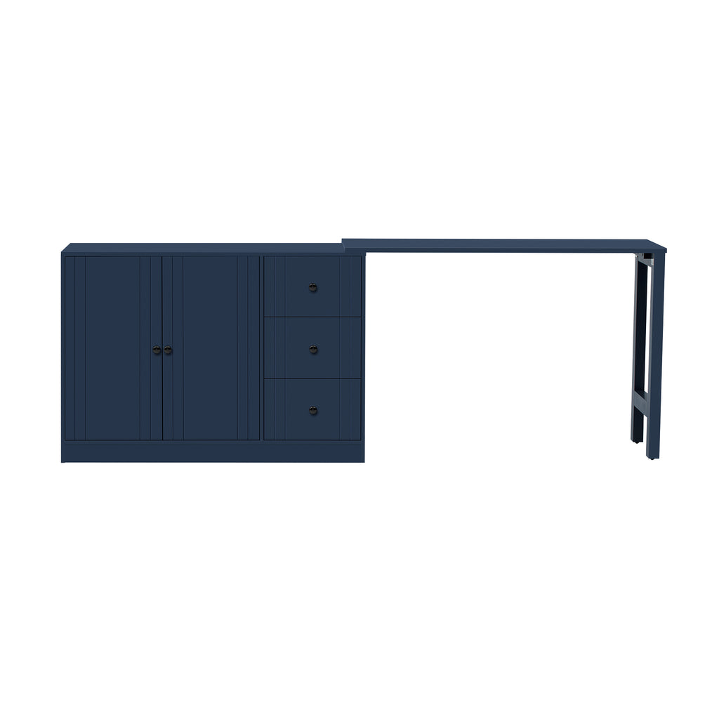 U_STYLE 89.7''Wooden Sideboard with Extendable Table,Multifunctional Storage Cabinet with 2 Doors and 3 Drawers,for Living Room,Study,Foyer and Kitchen - Grand Goldman Shop