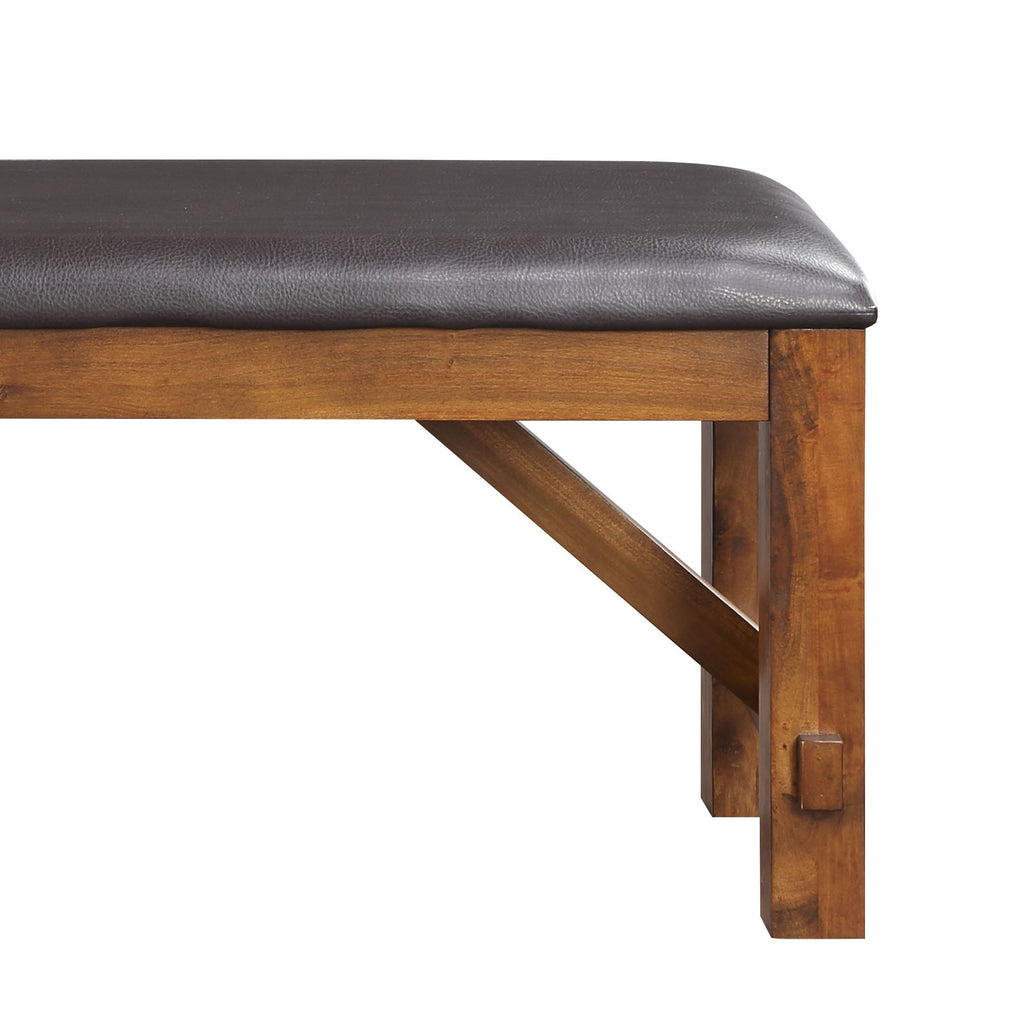 Espresso and Walnut Bench with Padded Seat - Grand Goldman Shop