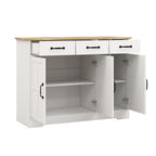 Farmhouse Buffet Cabinet Storage Sideboard with 3 Drawers and 3 Doors for Dining Living Room Kitchen Cupboard-White - Grand Goldman Shop