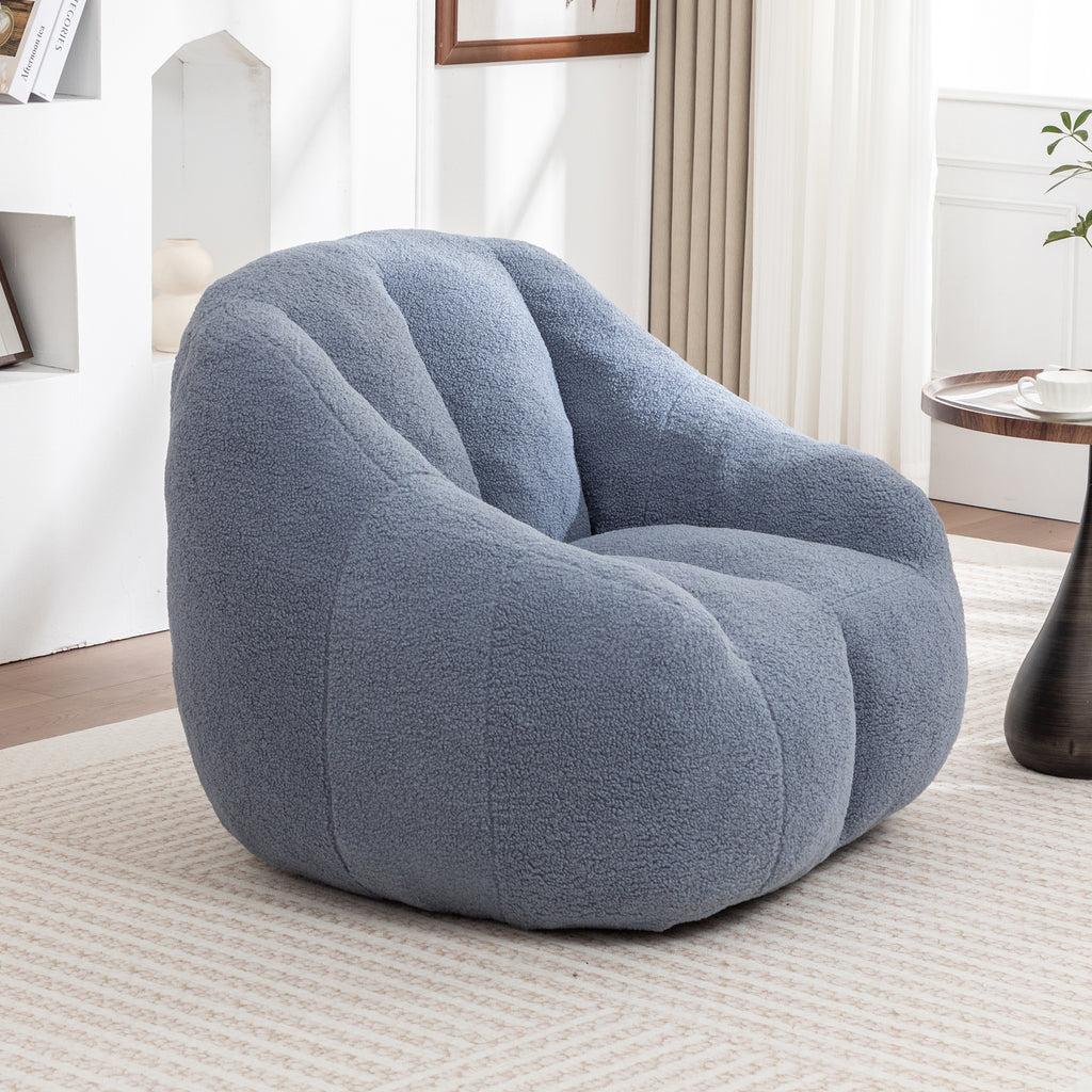 Comfy Bean Bag Chair with Memory Foam Filler – Tufted Soft Stuffed Bean Bag Sofa for Dorm, Apartment, or Living Room – Light Blue - Grand Goldman Shop