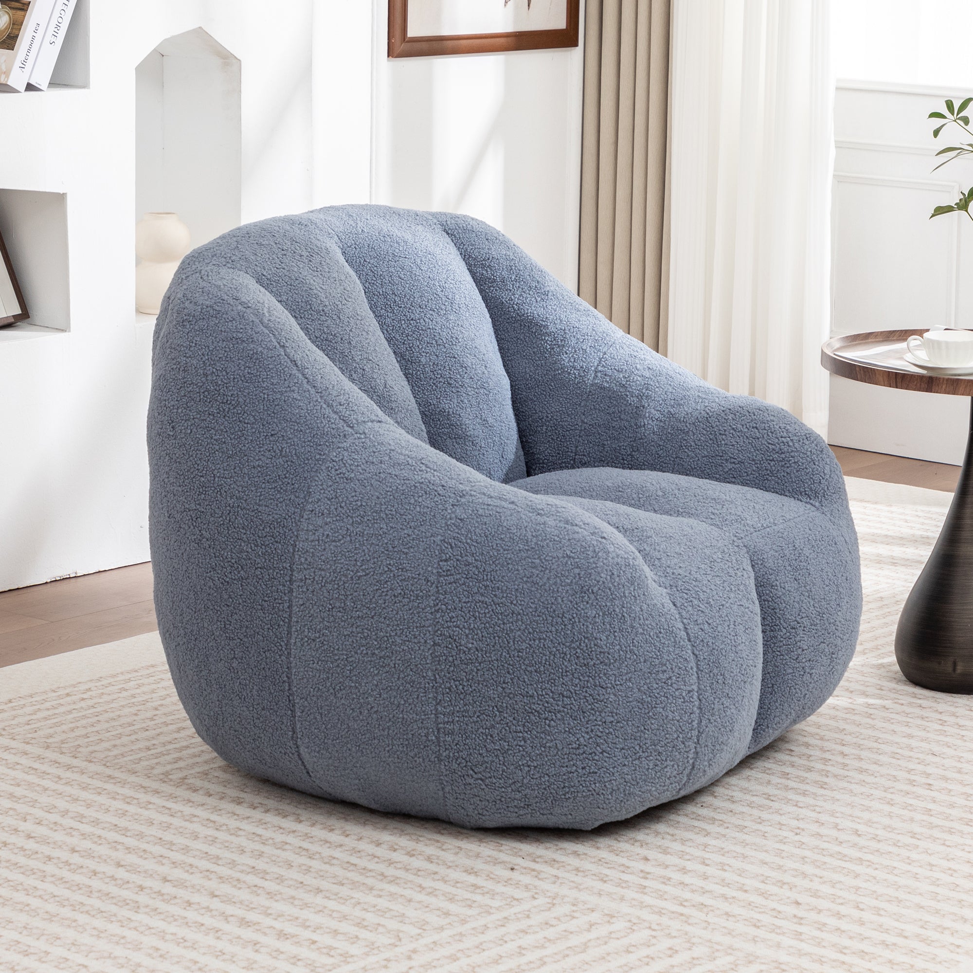 Comfy Bean Bag Chair with Memory Foam Filler – Tufted Soft Stuffed Bean Bag Sofa for Dorm, Apartment, or Living Room – Light Blue - Grand Goldman Shop