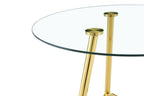 36 Inch Height Bar Table, 34 Inch Round Tempered Glass Top Pub Table with Chrome-Plated Golden Metal Legs, Modern Bistro Table for Kitchen Island/Bar/Cafe - Grand Goldman Shop