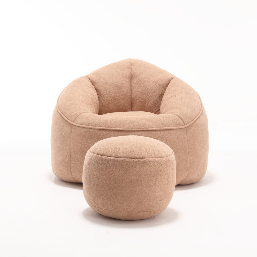 Bedding Bean Bag Sofa Chair with High-Pressure Foam and Footrest, Tan Microfiber - Grand Goldman Shop