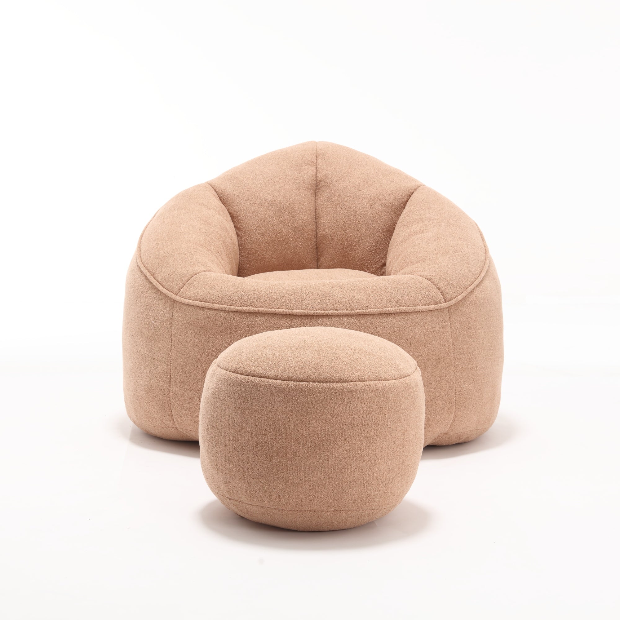 Bedding Bean Bag Sofa Chair with High-Pressure Foam and Footrest, Tan Microfiber - Grand Goldman Shop