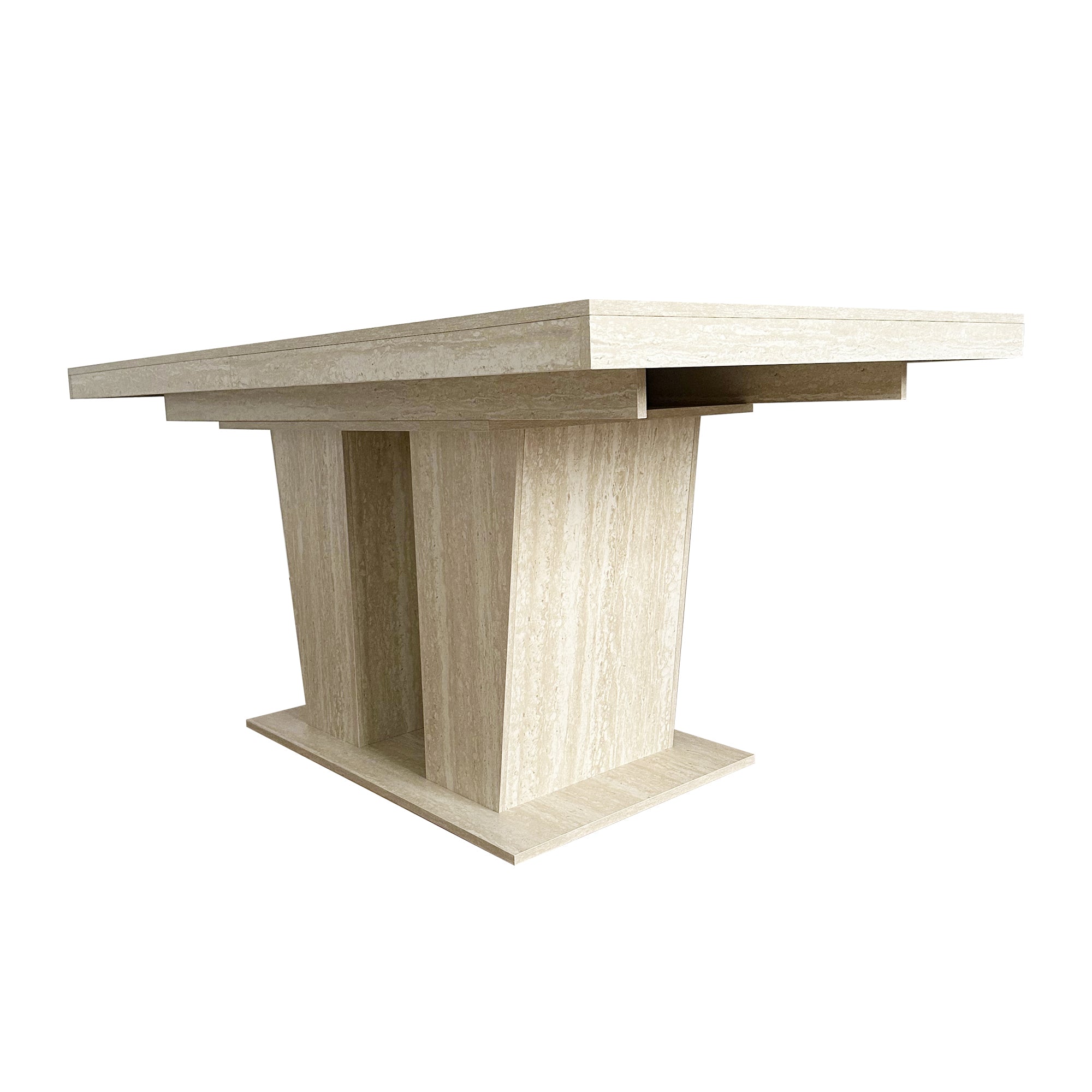 Rectangular extendable dining table, suitable for 6-10 people, with veined travertine pattern, dimensions 160-200 cm, simple and elegant. - Grand Goldman Shop
