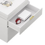 Nightstand with Charging Station and LED Lights,Night Stand with Sliding Top for Bedroom,Bedside Table with Drawers,Modern End Side Table,White.28.8''W x 17''D x 30.5''H. - Grand Goldman Shop