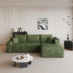 95' Cloud Sectional Sofa,Modern Minimalist Upholstered Couches, Comfort U Shaped Sofa for Living Room,Deep Seat Corner Couch,No Assembly Required,Green( (Plush Corduroy Fabric) - Grand Goldman Shop