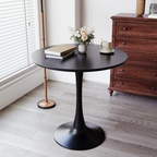 Black Round Table, Modern Dining Table, MDF Top and Steel Base Tulip Round Kitchen Table, Mid Century Coffee Table for Living Room 24 Inch, Kitchen Table, Oval Dining Table - Grand Goldman Shop