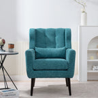 Modern Accent Chair Upholstered Foam Filled Living Room Chairs Comfy Reading Chair Mid Century Modern Chair with Chenille Fabric Lounge Arm Chairs Armchair for Living Room Bedroom (Teal) - Grand Goldman Shop