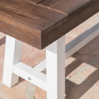 Tranquilizer Outdoor Acacia Wood Bench with Slat Panel Design, Dark Brown and White - Grand Goldman Shop