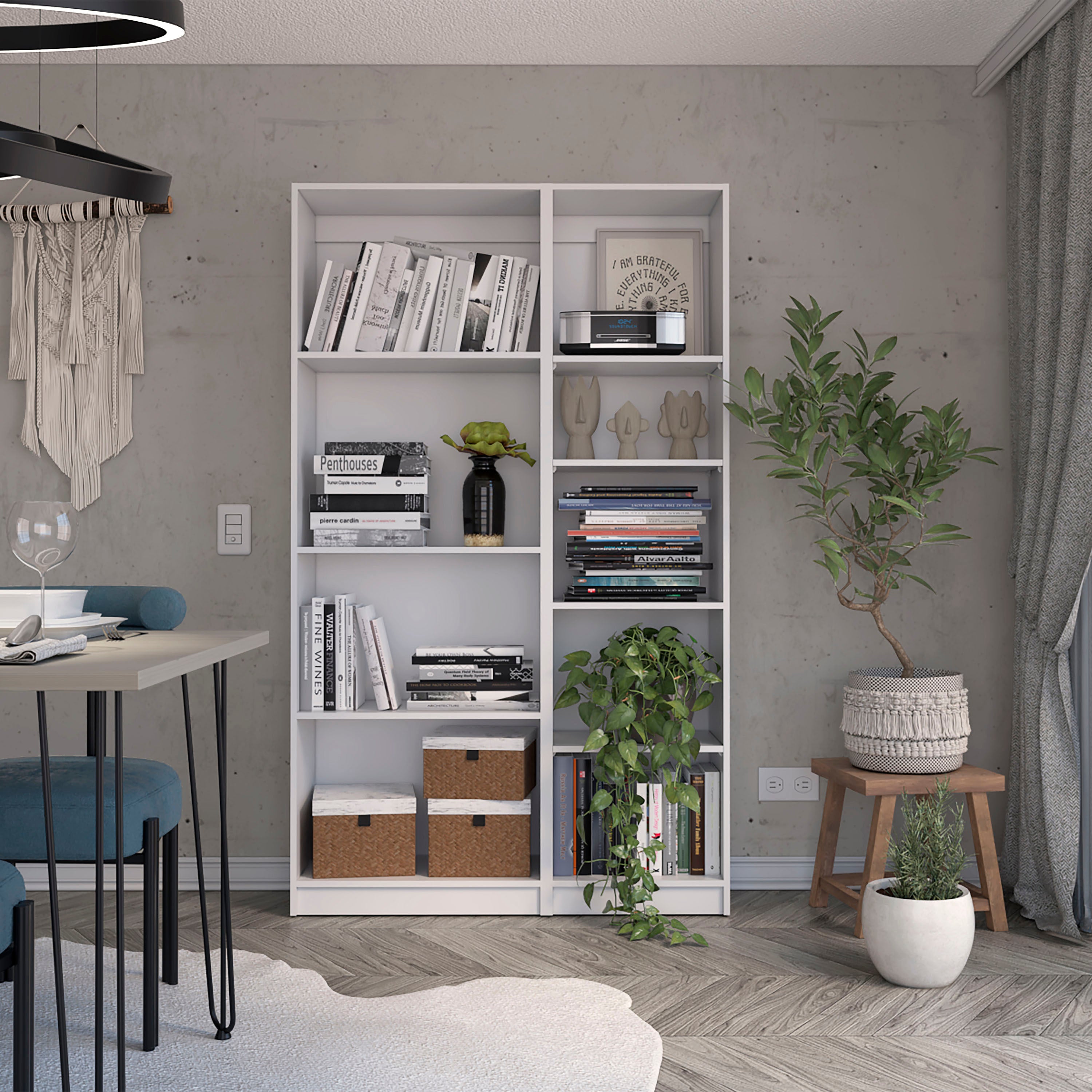 2 Piece Bookcase Living Room Set,  Storage Cabinet, 42' Wide and 9 Shelves White | Premium Home Decor - Grand Goldman