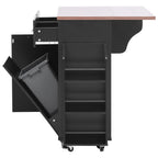 K&K 47.2' Farmhouse Kitchen Island with Drop Leaf, Kitchen Storage Island with Removable Side Racks, Two Drawers, Rolling Kitchen Cart on Wheels with Towel Rack, for Home, Kitchen, Dining Room, Black - Grand Goldman Shop