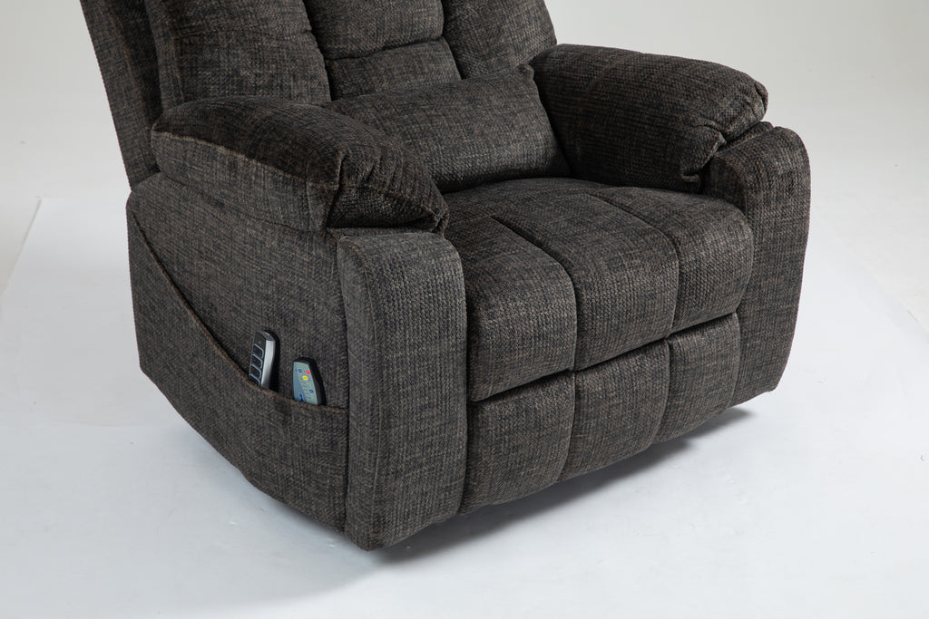 Old age electric lift chair, flat high density foam electric sofa, with heating and massage functions, can tilt to 180 degrees, 2 pocket cup holders, 2 remote controls, 4 OKIN motors - Grand Goldman Shop