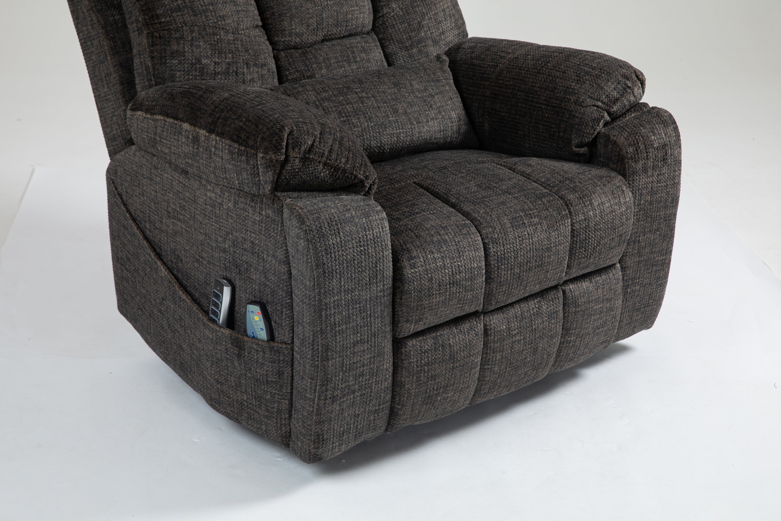 Old age electric lift chair, flat high density foam electric sofa, with heating and massage functions, can tilt to 180 degrees, 2 pocket cup holders, 2 remote controls, 4 OKIN motors - Grand Goldman Shop