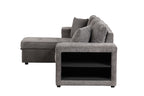 104.5' Modern L-Shape 3 Seat Reversible Sectional Couch, Pull Out Sleeper Sofa with Storage Chaise and 2 Stools for Living Room Furniture Set,Knox Charcoal (old sku:SG000431AAA) - Grand Goldman Shop