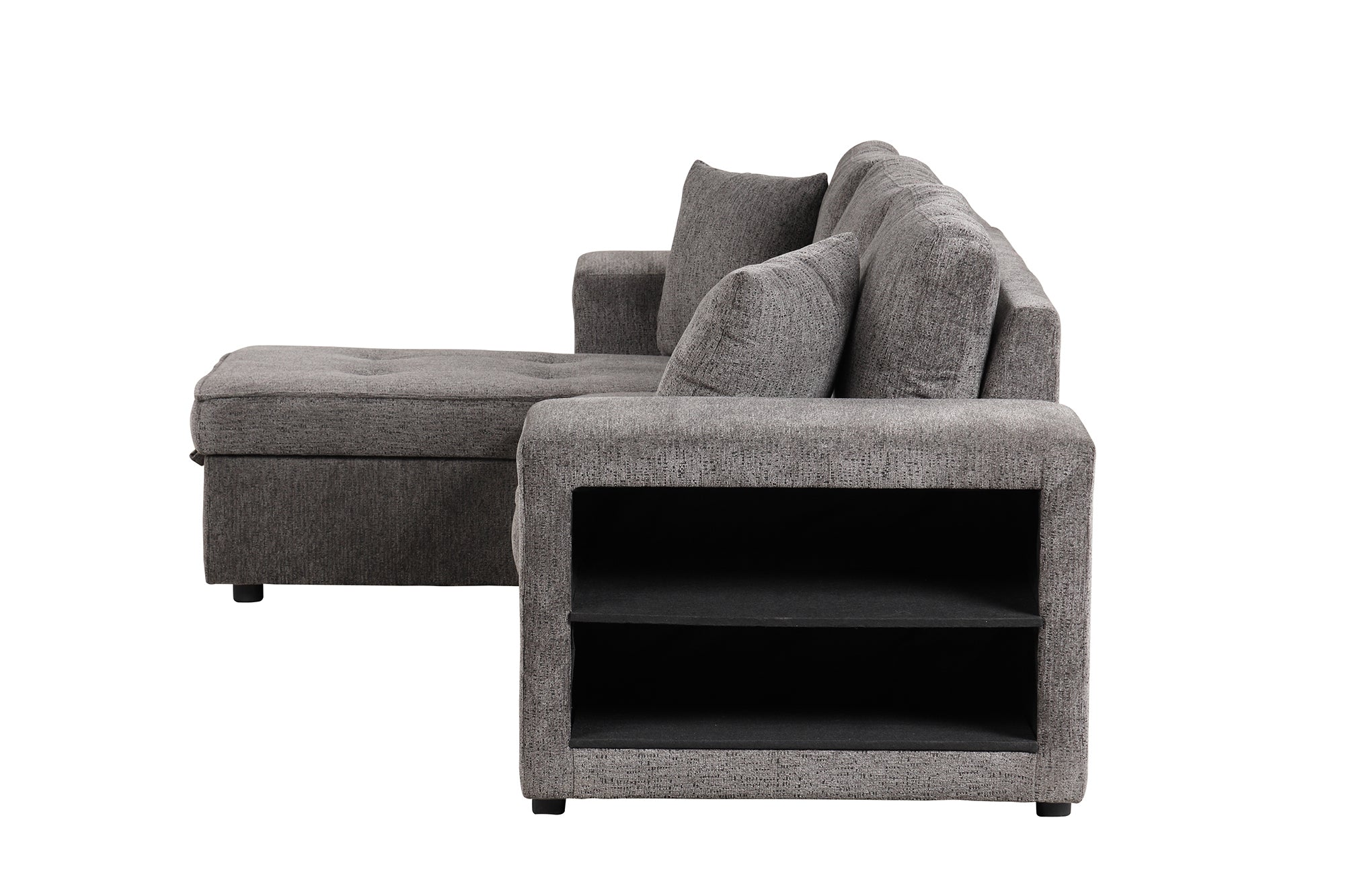 104.5' Modern L-Shape 3 Seat Reversible Sectional Couch, Pull Out Sleeper Sofa with Storage Chaise and 2 Stools for Living Room Furniture Set,Knox Charcoal (old sku:SG000431AAA) - Grand Goldman Shop