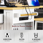 48 inch Kitchen Island with Drop Leaf,Power Outlet,Internal Storage Rack,Rolling Kitchen Storage Cart on 5 Wheels with 5 Open Side Racks for Kitchen,White (Old SKU N707P257057W)(Not Include Stools) - Grand Goldman Shop