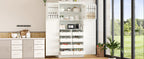 [Assembly Video Provided] TOPMAX 35.5x17.6x70.9inch Freestanding Kitchen Pantry Cabinet, Tall Storage Cabinet with 4 Doors, 2 Door Shelves, 8 Pull-out Trays and Adjustable Shelf for Dining Room, White - Grand Goldman Shop