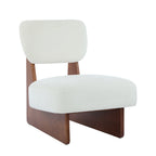 [Set of 2] Modern Beige Lounge Chair with Polyester Upholstery, Sturdy Wood Base With Walnut Finish, Minimalist and Stylish Accent Seating for Living Room, Bedroom, or Office - Grand Goldman Shop