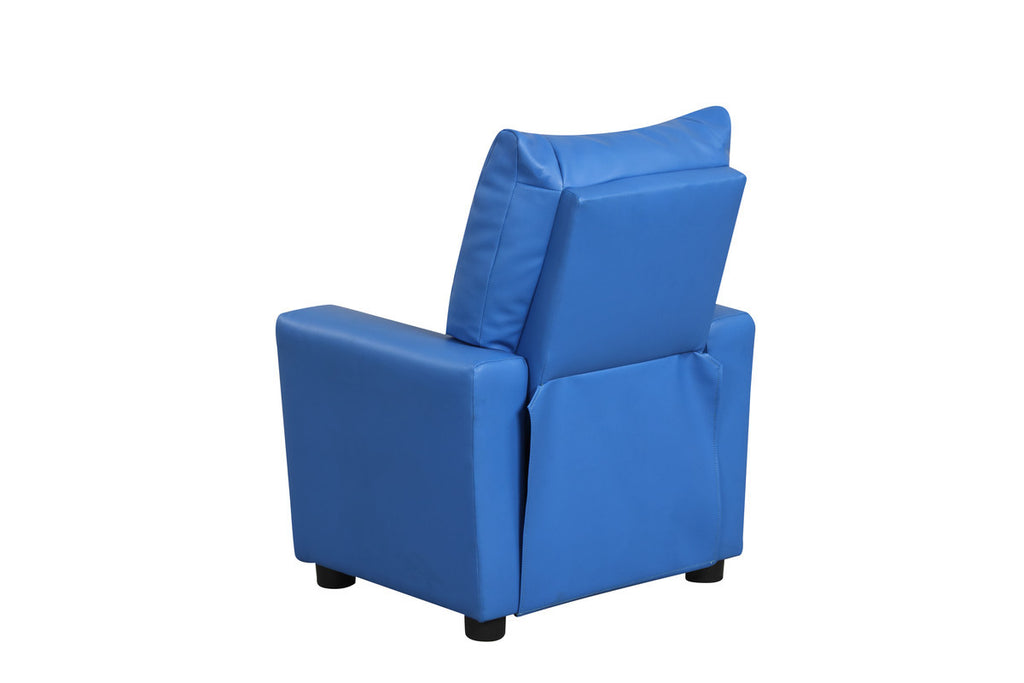 Evelyne 23'W Blue PU Leather Kids Recliner Chair with Cupholder - Grand Goldman