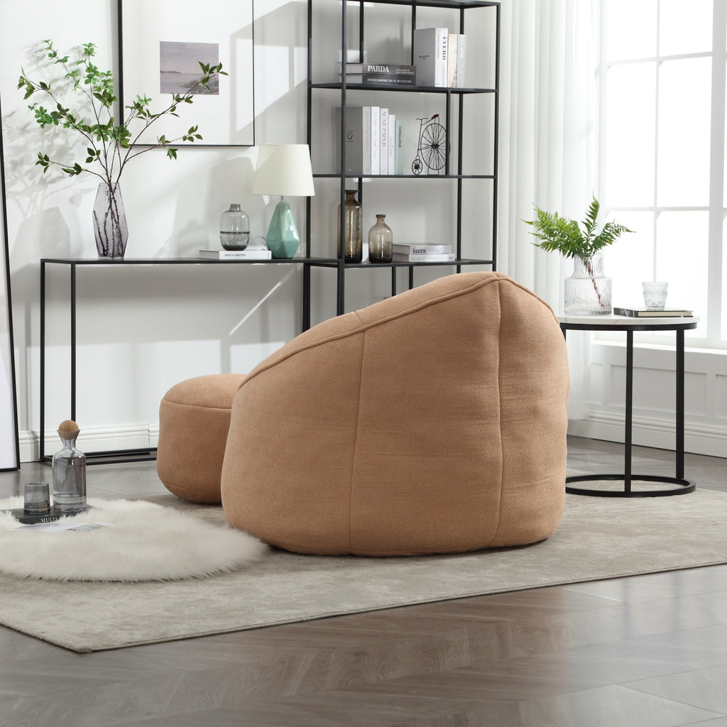Bedding Bean Bag Sofa Chair with High-Pressure Foam and Footrest, Tan Microfiber - Grand Goldman Shop
