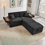 Comfortable Fluffy Corduroy Lazy Sofa, Storage Space for Big Loveseat, Super Soft Chaise Lounge with Double Ottomans and Table Board,Suitable for Chailiving - Grand Goldman Shop