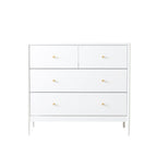 White 4-Drawer Kids Dresser with Antique Brass Pulls, Wooden Storage Cabinet for Nursery or Toddler Bedroom, 35.4' Wide - Grand Goldman Shop