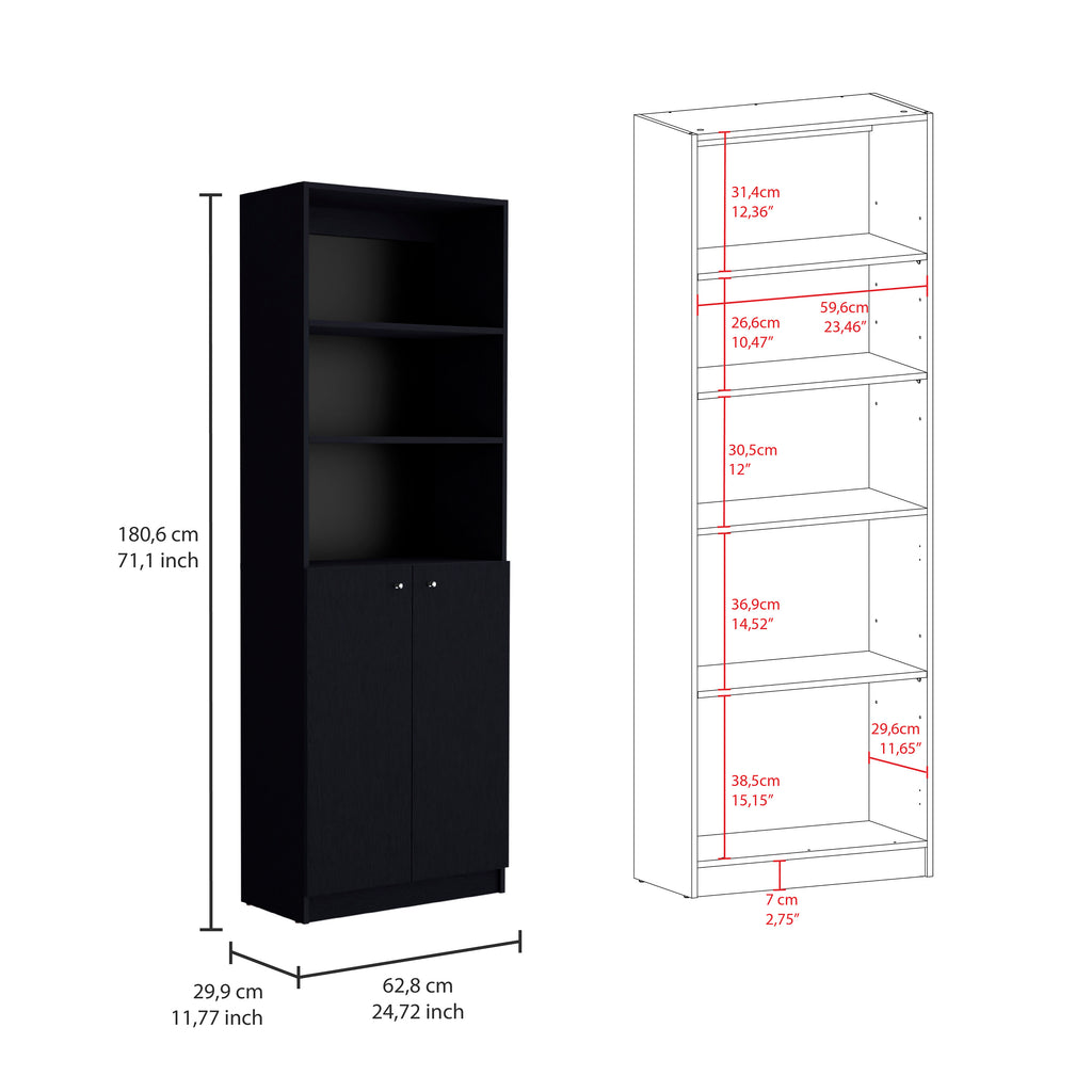 Poston 3 Piece Home Bookcase set, 67' Wide with 13 Shelves and Two-Door Cabinet ,  Living Room Set Set  Black - Grand Goldman