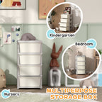 Qaba 4 Tier Kids Storage Unit, 4 Drawer Chest Toy Organizer Plastic Bins for Kids Bedroom Nursery Kindergarten Living Room fo