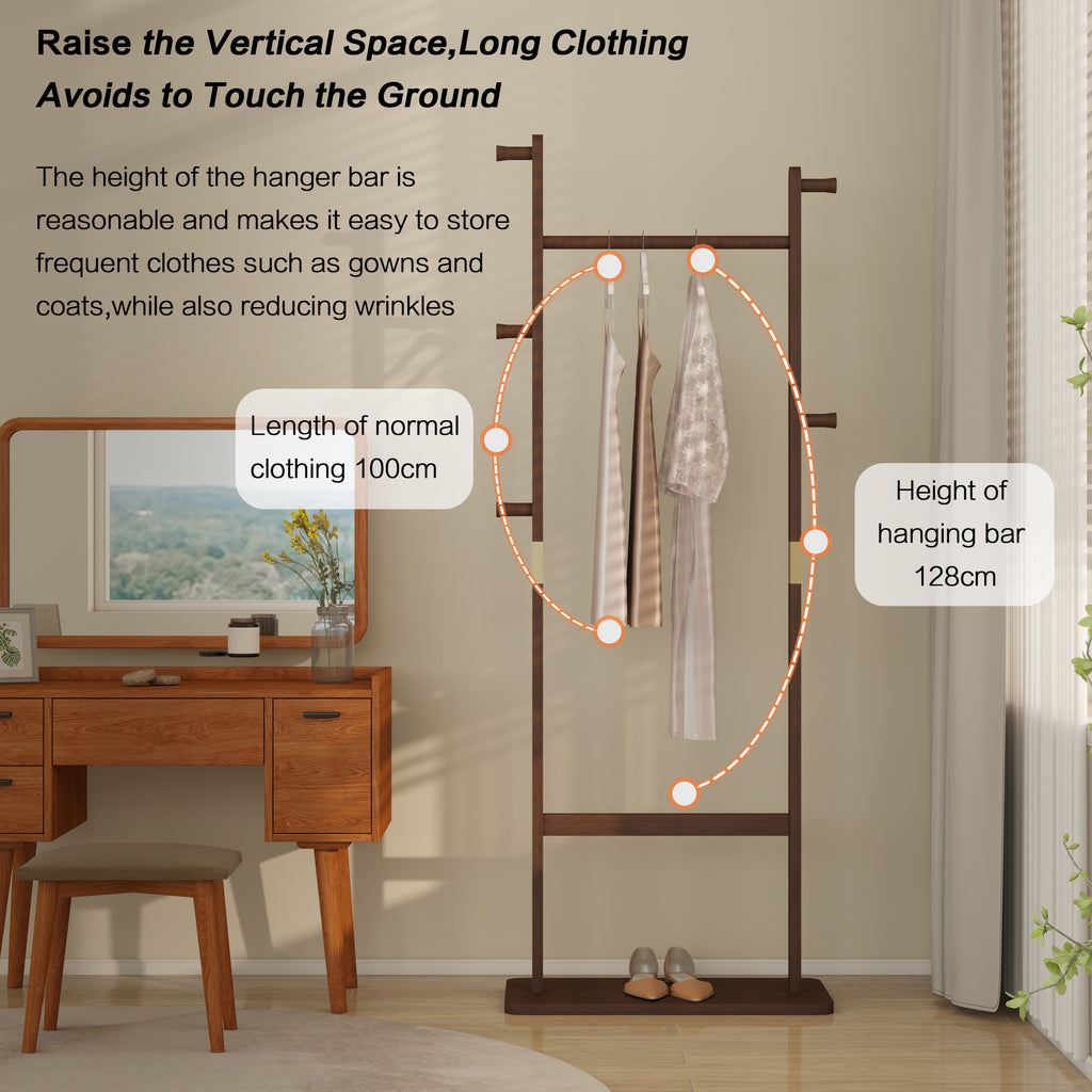 Coat Racks solid wood hanger 23.6* 11*71in Solid environmental protection easy to assemble beautiful can be placed in the bedroom/entrance/living room (Walnut) - Grand Goldman Shop
