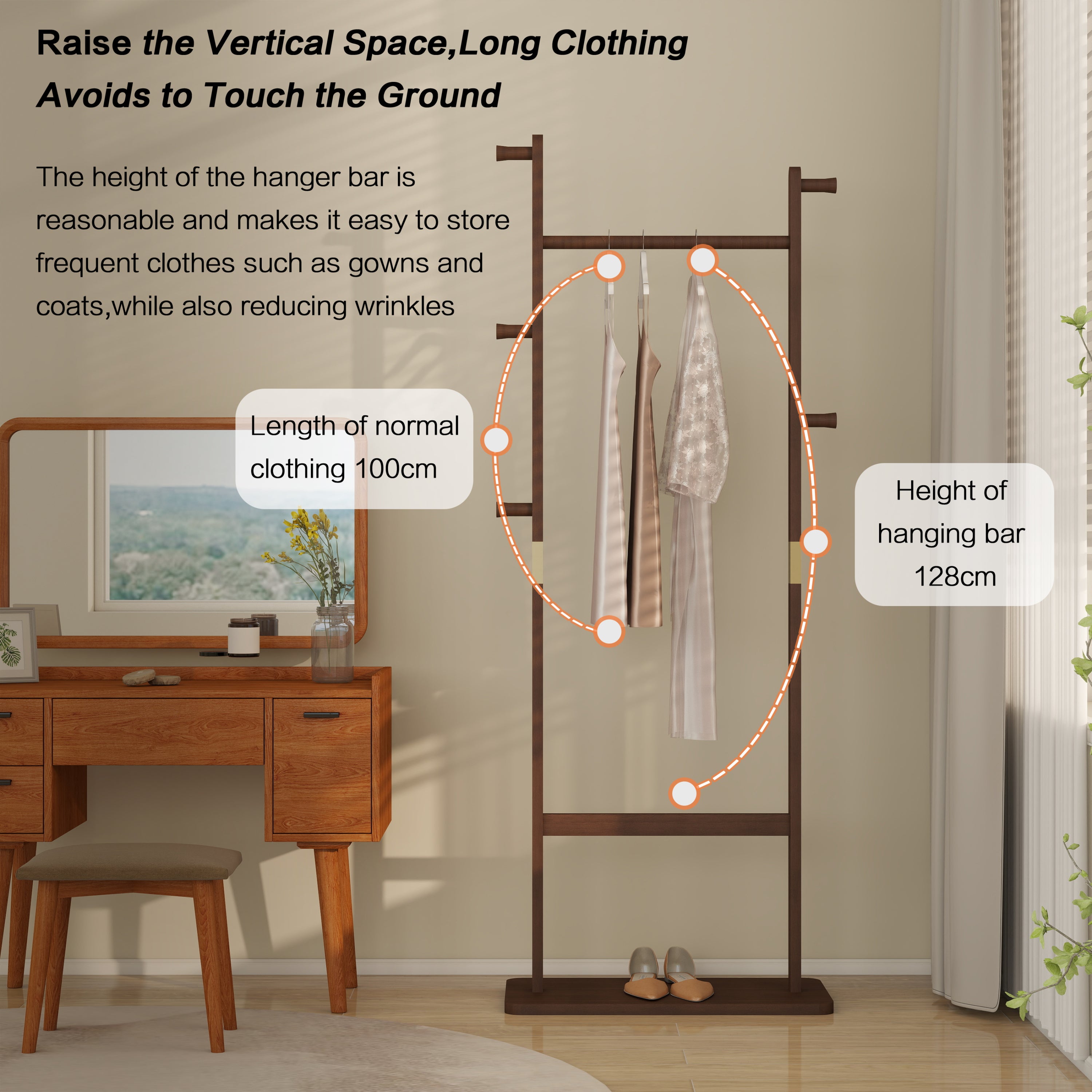 Coat Racks solid wood hanger 23.6* 11*71in Solid environmental protection easy to assemble beautiful can be placed in the bedroom/entrance/living room (Walnut) - Grand Goldman Shop