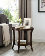 Perth Contemporary Round Shelf End Table, Espresso - Grand Goldman Shop