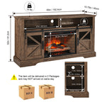 60 Inch Electric Fireplace  Entertainment Center With Door Sensor-Reclaimed Barnwood Color - Grand Goldman Shop