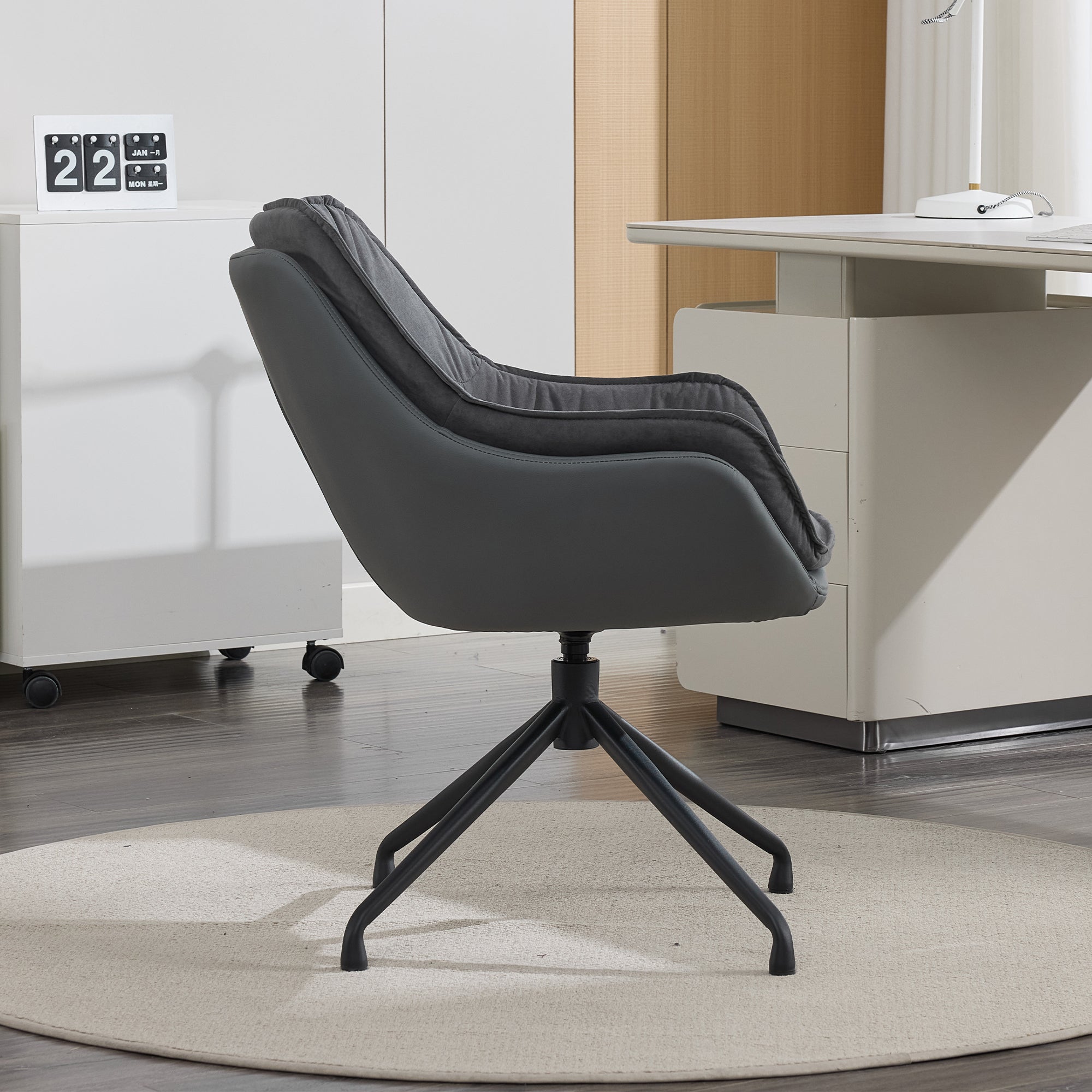 Modern Faux Leather Office Chair, Ergonomic Executive Desk Chair with High Back and Adjustable Features - Grand Goldman