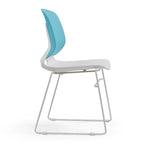 Modern Stacking Chairs Set of 4 in White and Blue with Polypropylene Seat and Fiberglass Reinforced Back, 18.9 x 19.7 x 34.45
