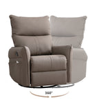 PU Rocking Recliner Chair, 360° Swivel Nursery Rocking Chair, Glider Chair, Modern Small Rocking Swivel Recliner Chair, Home Theater Seating, Side Pocket (Brown+360° Swivel) - Grand Goldman Shop