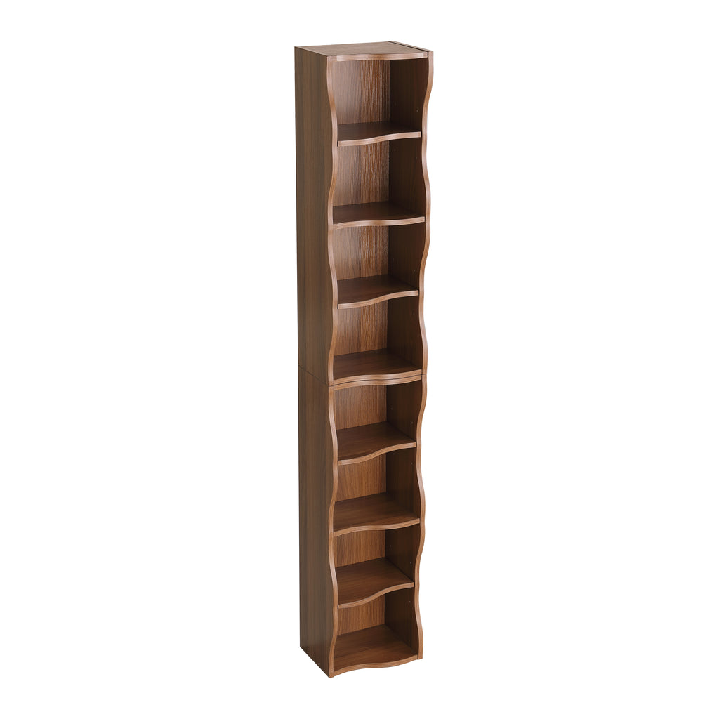 8-layer adjustable shelf ultra-thin bookshelf with a wavy border design, which is more aesthetically pleasing, is suitable for high and narrow, display and multi-functional bookshelves in home offices - Grand Goldman Shop