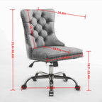 A&A Furniture Office Chair,Modern Chenille Upholstered Tufted Button Home Office Chair with Chrome Metal Base,Adjustable Desk