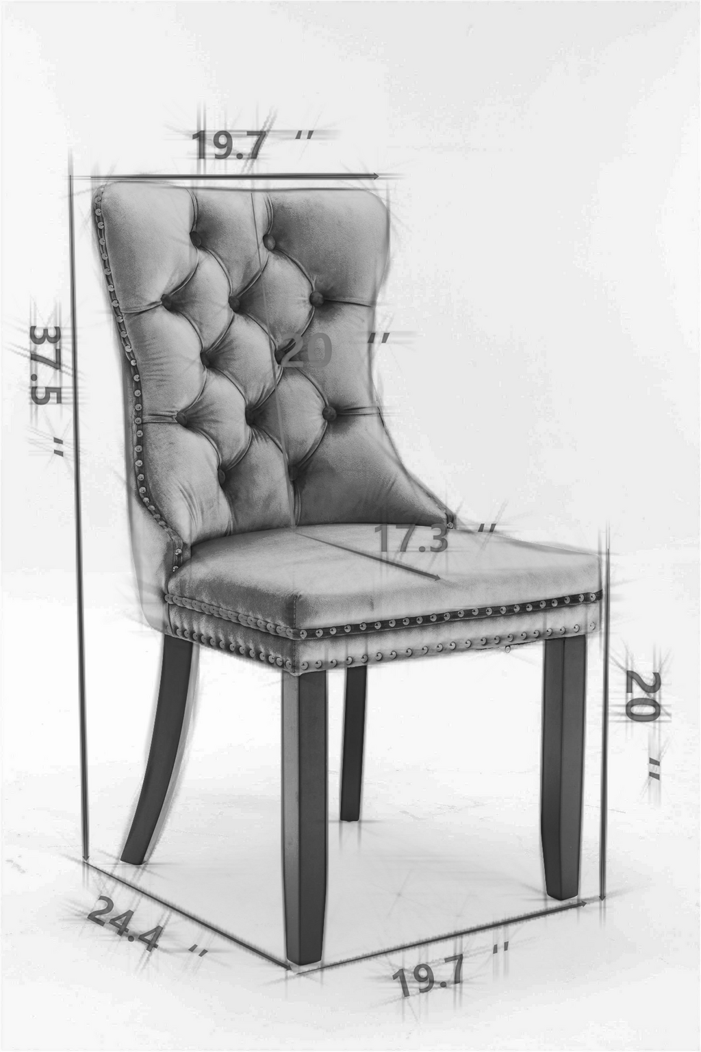 Nikki Collection Modern, High-end Tufted Solid Wood Contemporary Velvet Upholstered Dining Chair with Wood Legs Nailhead Trim 2-Pcs Set,Gloden, SW2001GL - Grand Goldman Shop