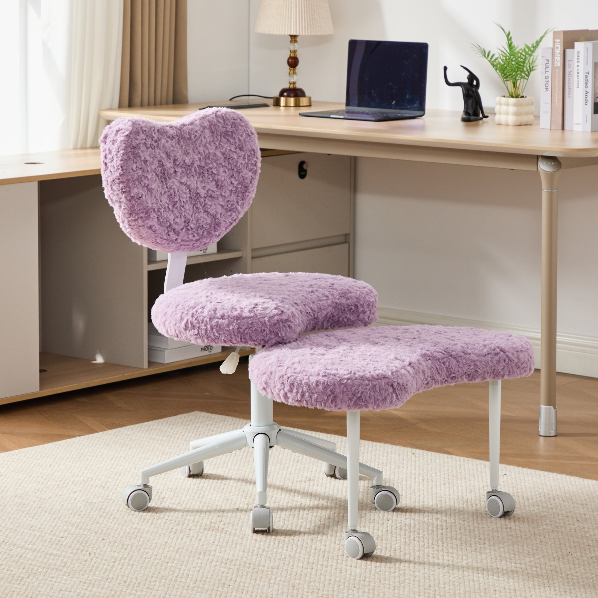 Artificial rabbit hair Meditation Chair Plus, Cross Legged Chair with Wheels, ADHD Chair, Criss Cross Desk Chair with Lumbar 