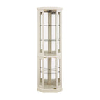 Corner Glass Cabinet Lighted Curio Cabinet Corner Display Case for Living Room, Curio Cabinet, Antique collection, Wine,Bar Glass Storage Light Included, Antique White - Grand Goldman Shop
