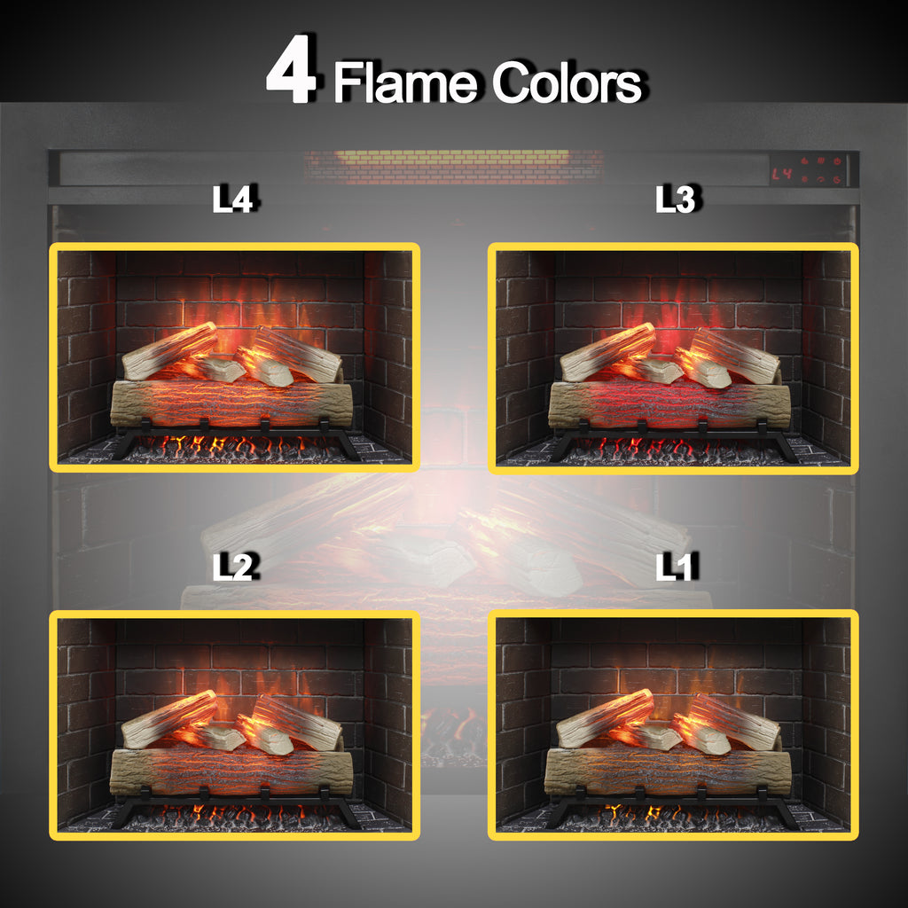 33 inch Infrared Electric Fireplace Insert, Touch Panel Home Decor Heater,Smokeless Firebox .With fixed Trim Kit .With Crackling Sound - Grand Goldman Shop
