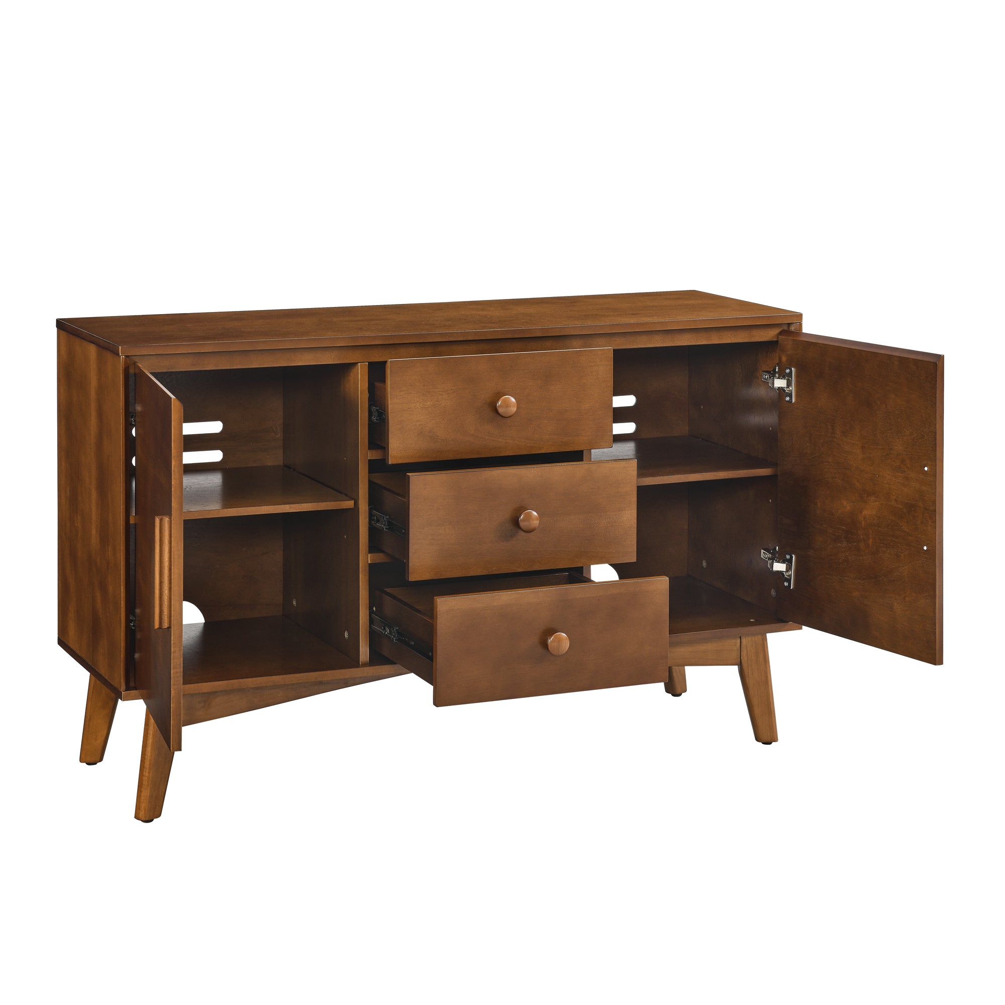 47.3' Mid Century Modern Sideboard Buffet Cabinet with Storage, Storage Cabinet with 2 Doors and 3 Drawers for Kitchen Dining Living Room, Accent Console Table, Walnut - Grand Goldman Shop