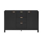 U_STYLE Sideboard with Wave Design - 3 Adjustable Shelves, 3 Drawers & Soft-Close Doors, Storage Console Table with Metal Handles, Suitable for Study, Hallway and Living Room, 3 Colors - Grand Goldman Shop
