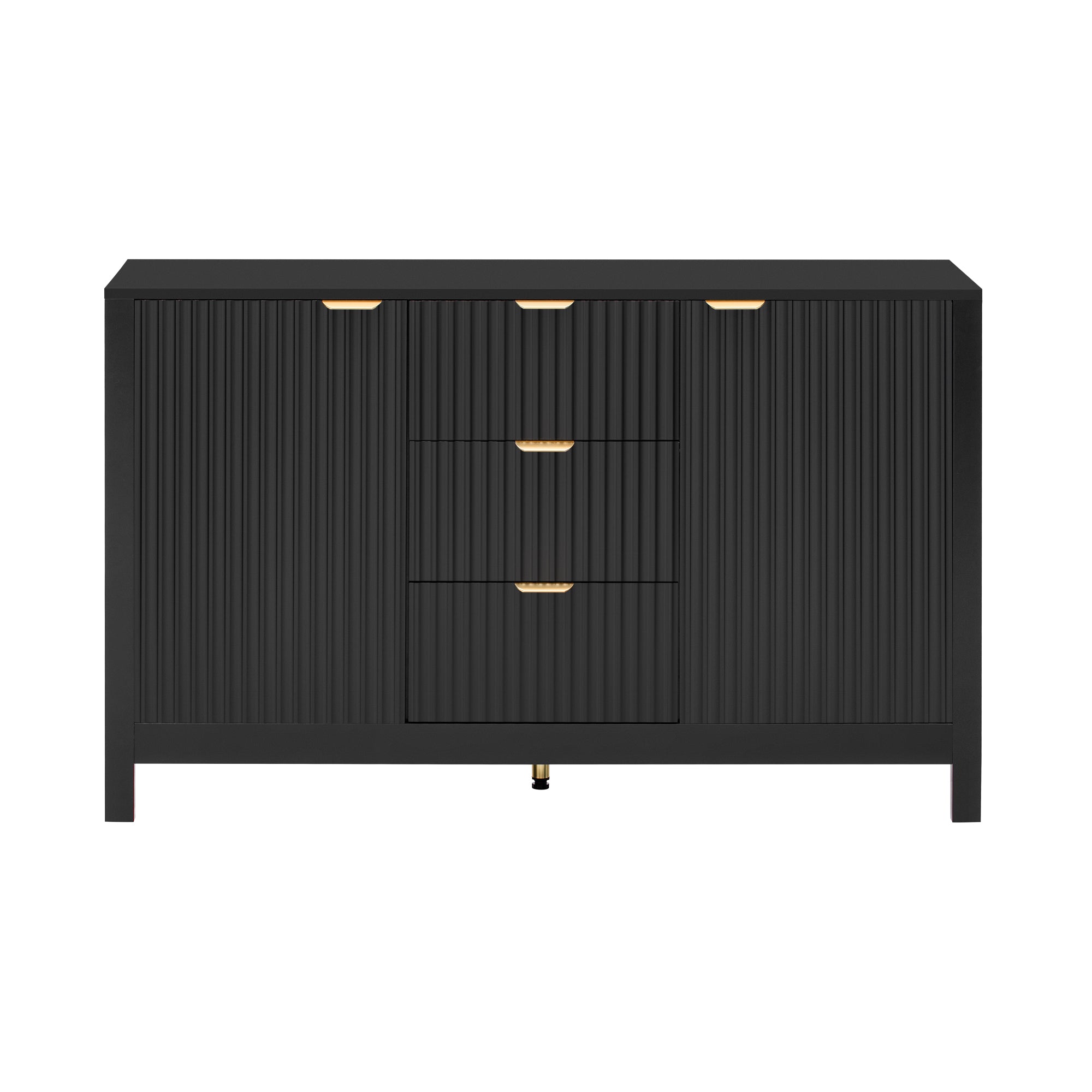 U_STYLE Sideboard with Wave Design - 3 Adjustable Shelves, 3 Drawers & Soft-Close Doors, Storage Console Table with Metal Handles, Suitable for Study, Hallway and Living Room, 3 Colors - Grand Goldman Shop